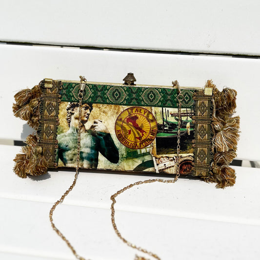 Memories of Italy Up Cycled Vintage Clutch