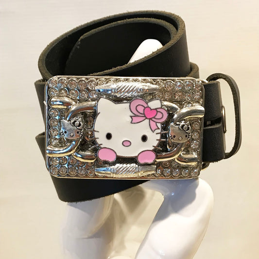White Cat Buckle and Leather Strap