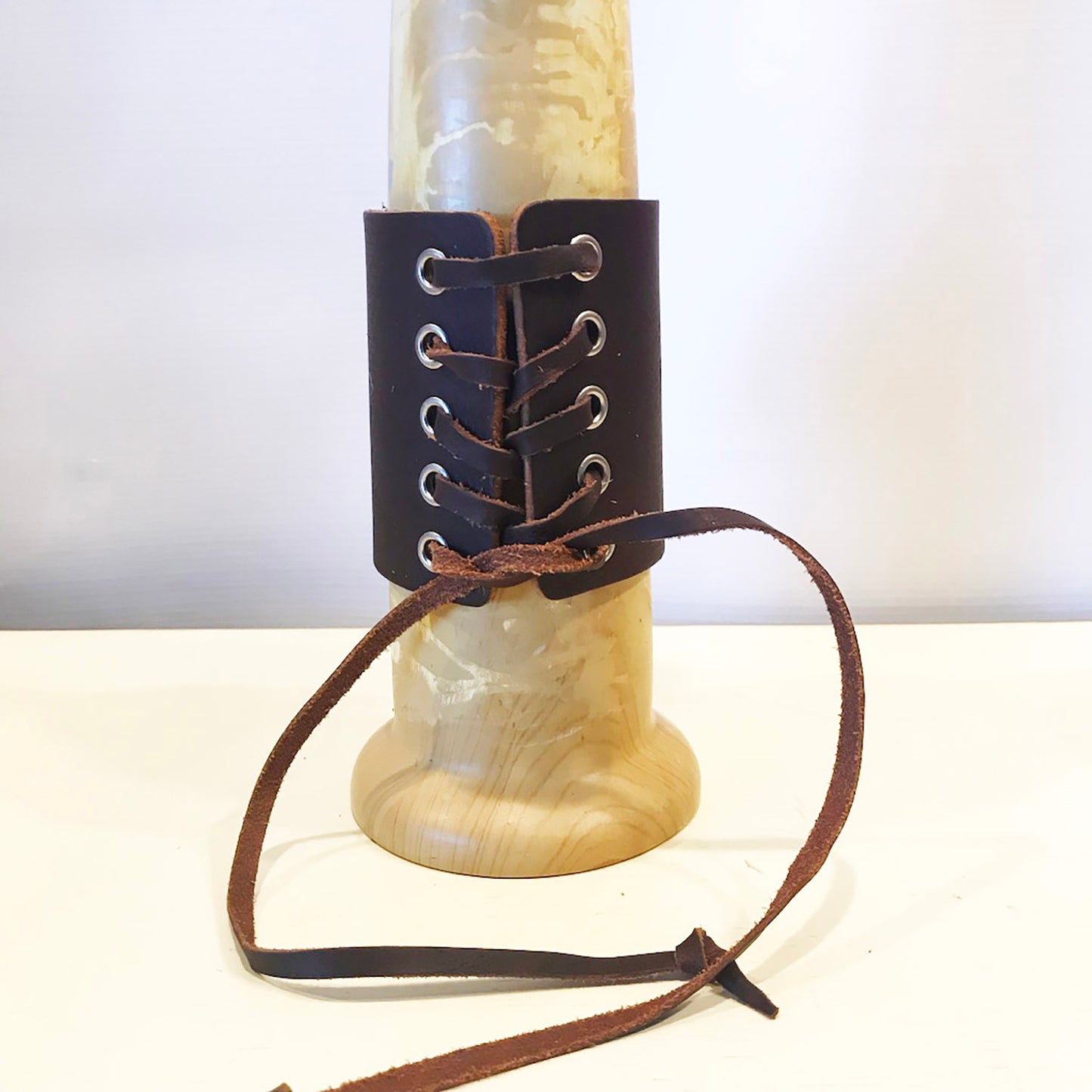 Brass Elephant Leather Wrist Cuff