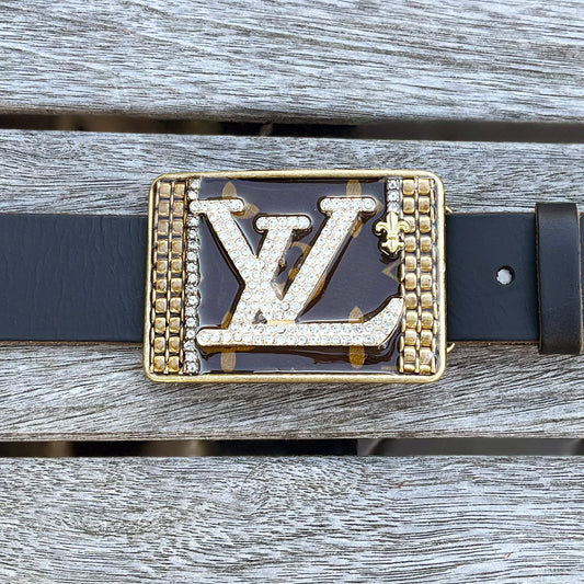 Banded LV on leather buckle and strap
