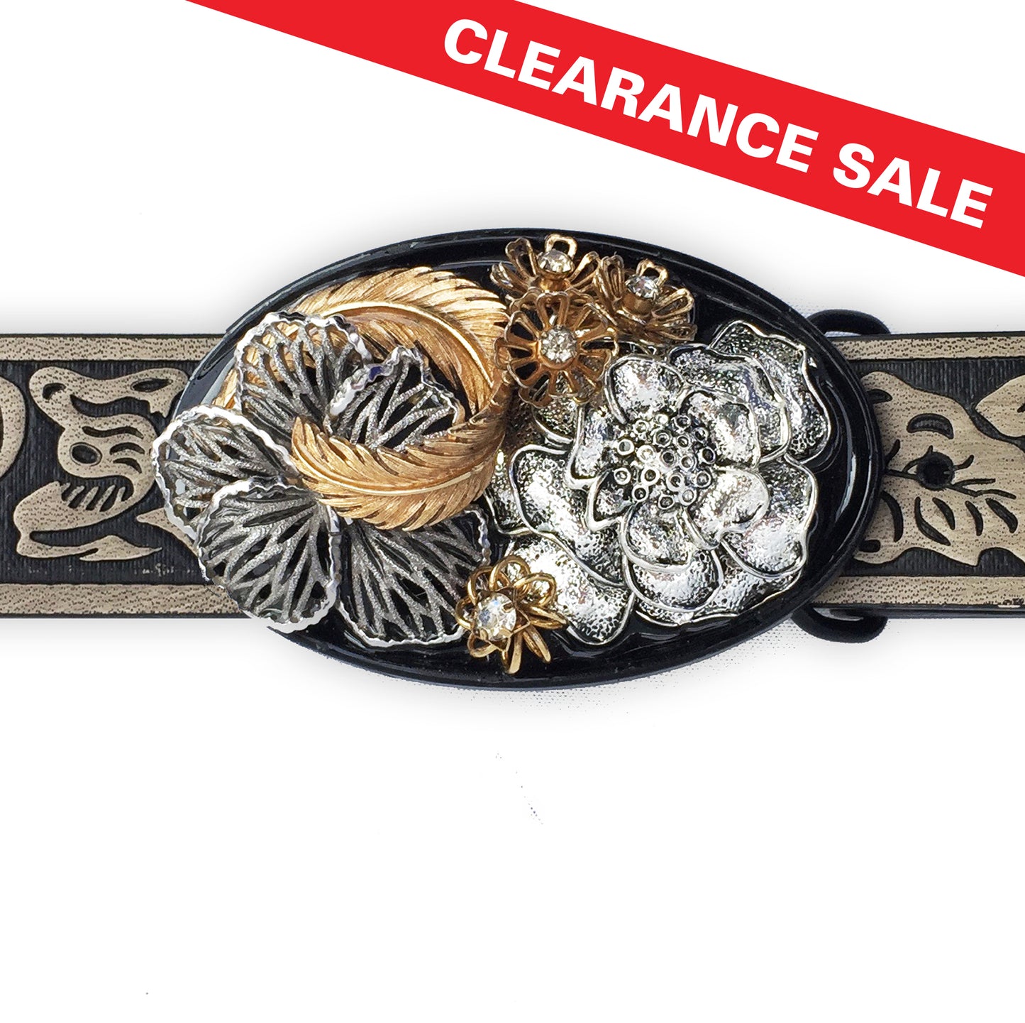 Gold and Silver Flower Buckle and Belt