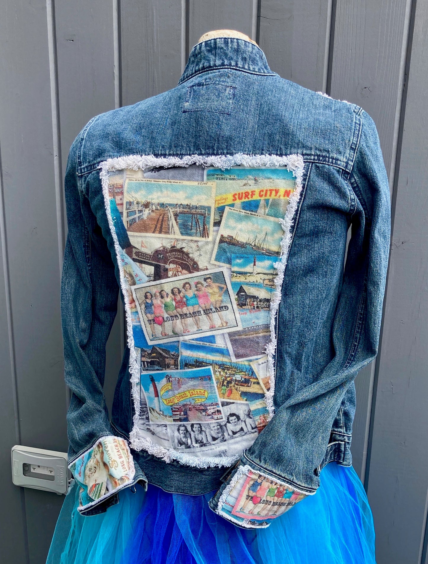 LBI Vintage Postcards Pre-loved Denim Jackets