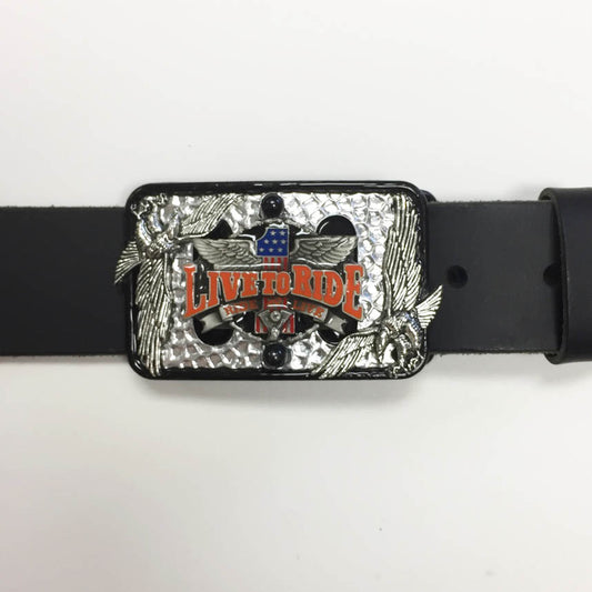 Live to Ride with Eagles Buckle and Belt Strap