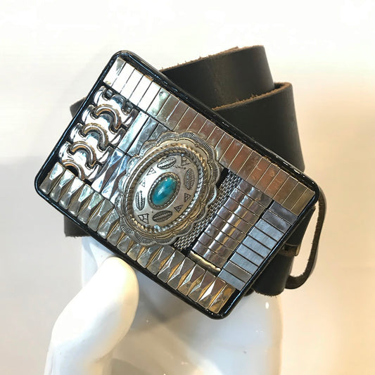 Turquoise and Silver Buckle and Belt