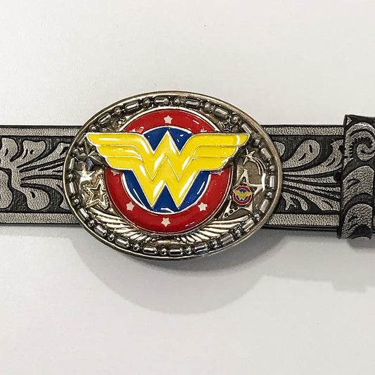 Wonder Woman Yellow, Blue and Red Shield Buckle and Belt Strap