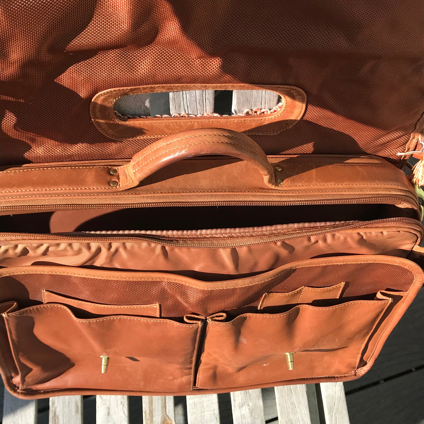 Up Cycled Coach Carmel Leather Brief Case