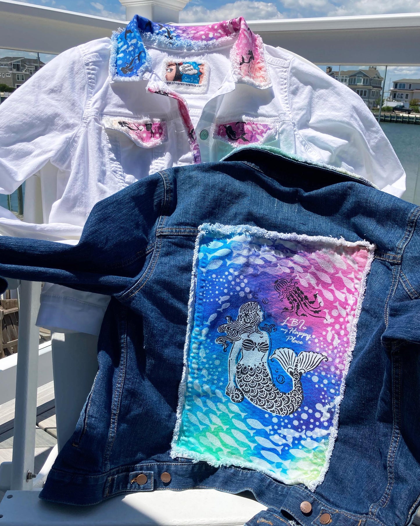 Mermaid, LBI is My Happy Place, Pre-loved Denim Jackets